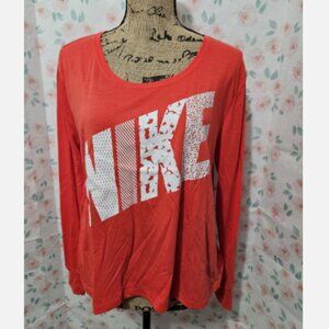 Red NIKE Long sleeve Crop Top T-Shirt--Medium--315